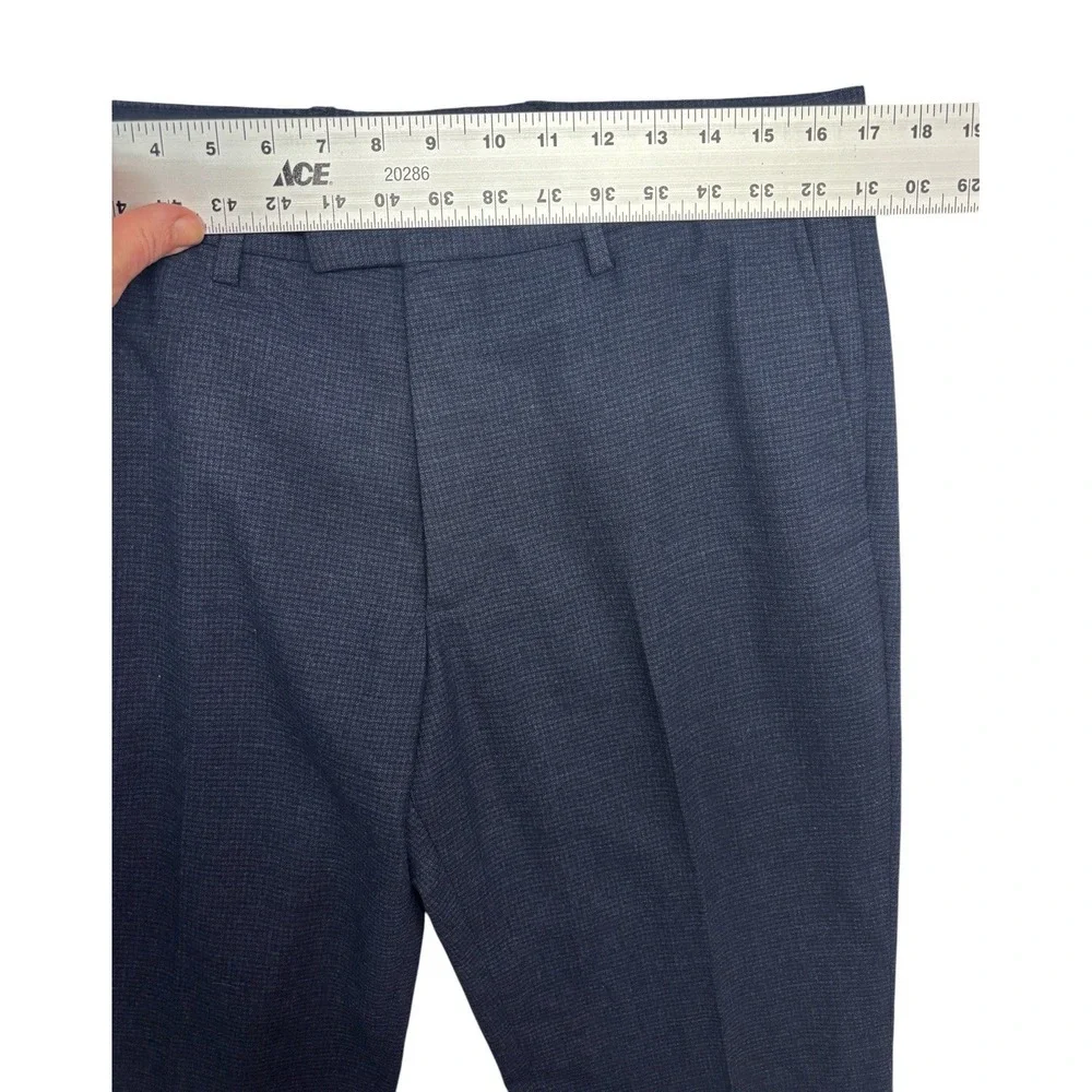 Banana Republic 33x34 Navy Blue Houndstooth Flannel Wool Pants Trousers Slim Fit